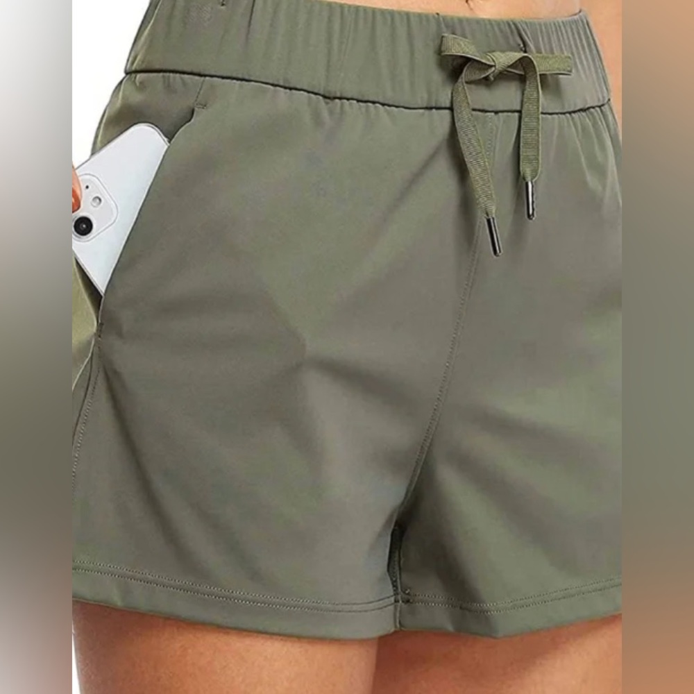Lululemon On The Fly Shorts, 4 in. inseam, size 8, army green